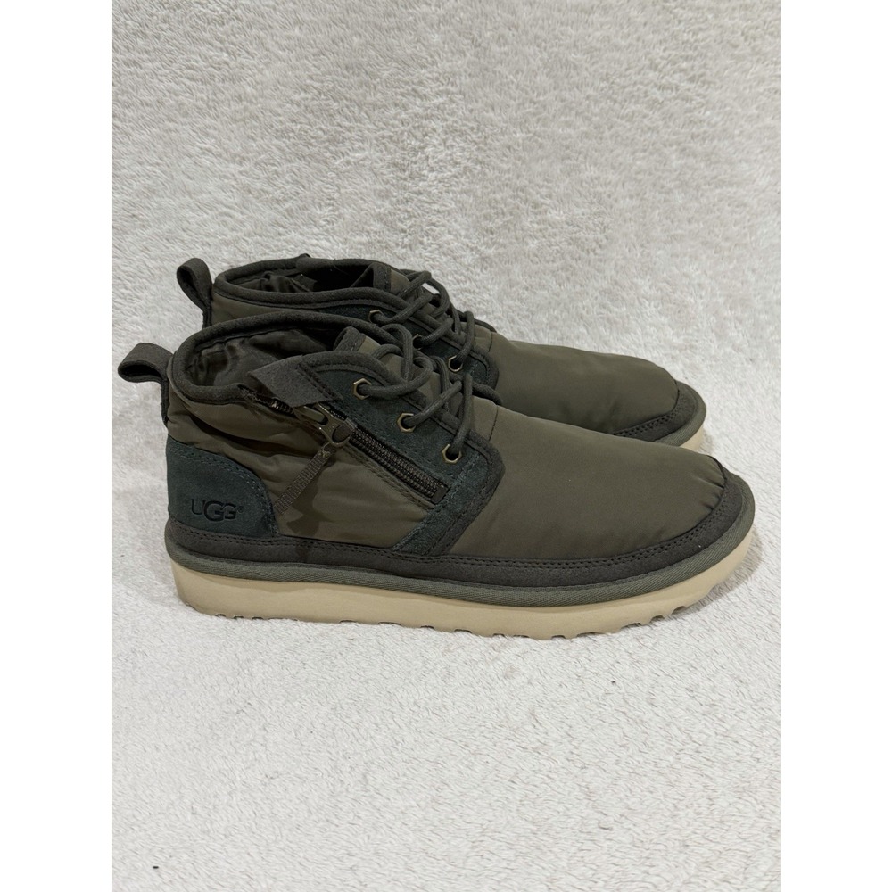 UGG Neumel Zip MLT Mens Green Lace Up Boots Size 9 Chukka Bomber Nylon 1102430